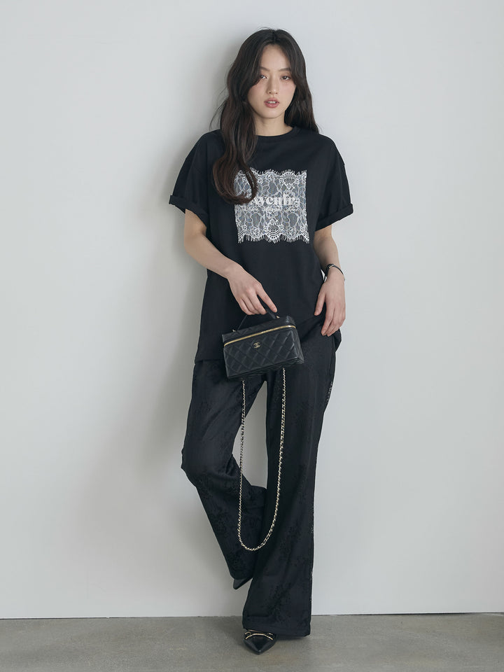 【cool touch】レースロゴ刺繍Tシャツ