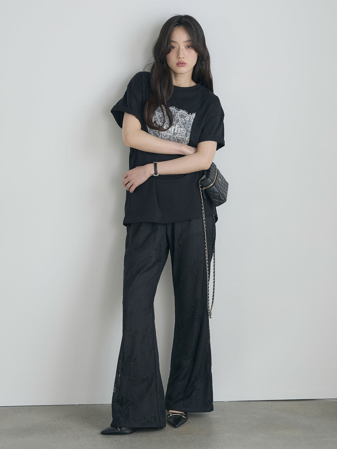 【cool touch】レースロゴ刺繍Tシャツ