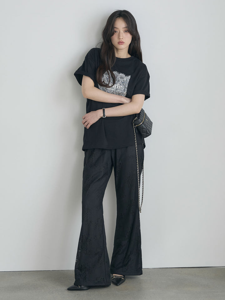 【cool touch】レースロゴ刺繍Tシャツ