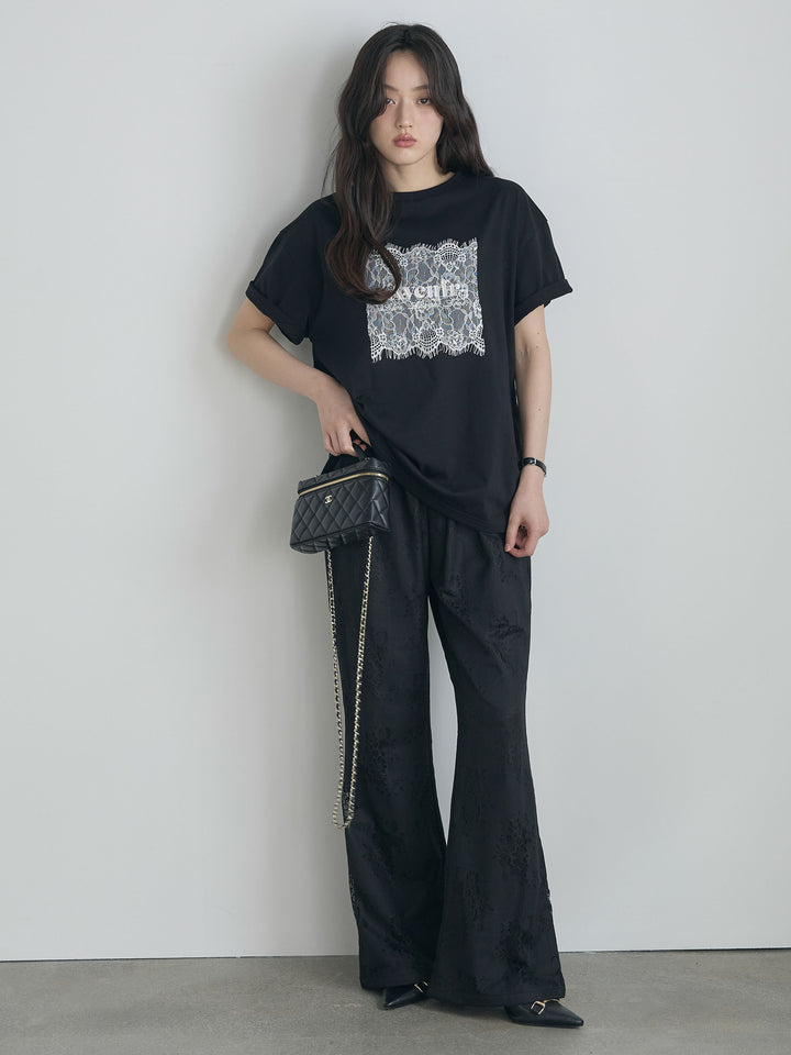 【cool touch】レースロゴ刺繍Tシャツ