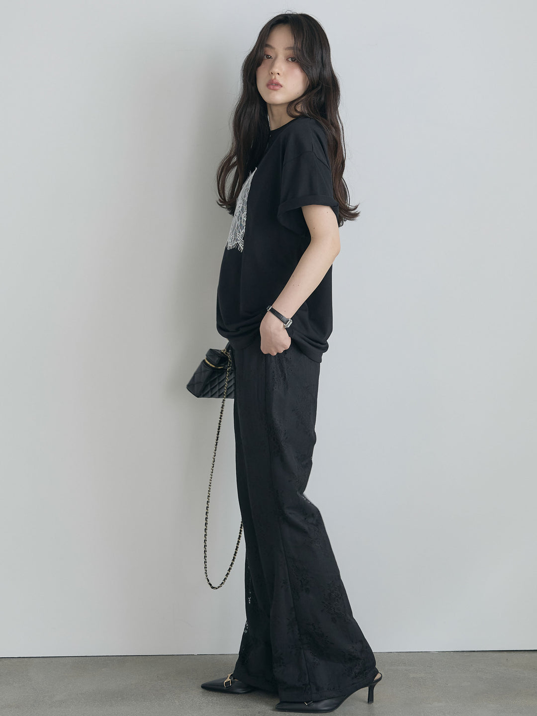 【cool touch】レースロゴ刺繍Tシャツ