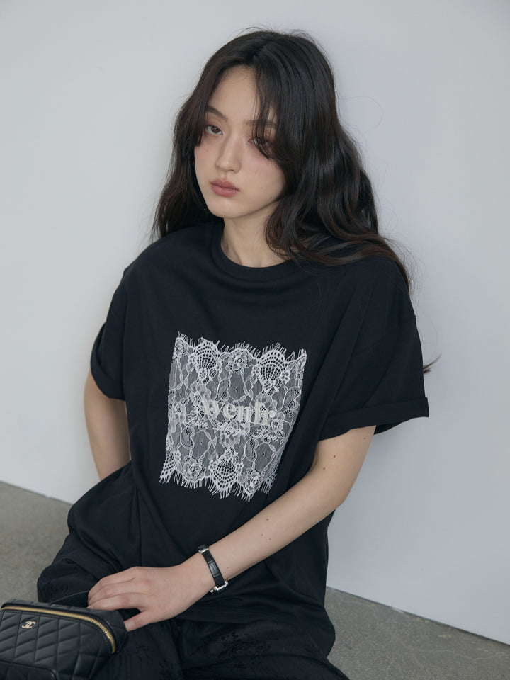 【cool touch】レースロゴ刺繍Tシャツ