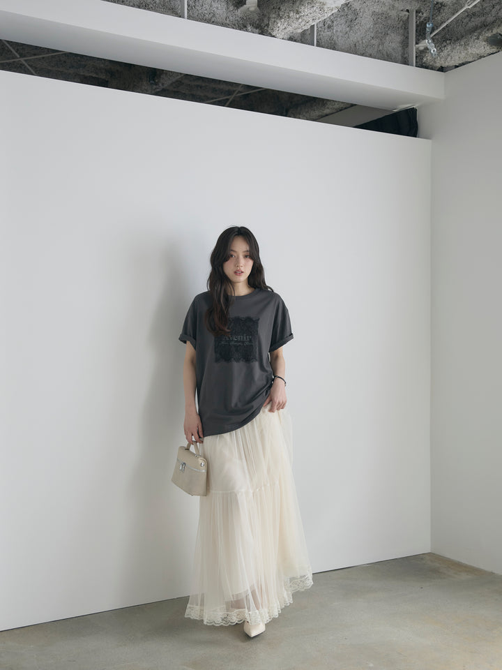 【cool touch】レースロゴ刺繍Tシャツ