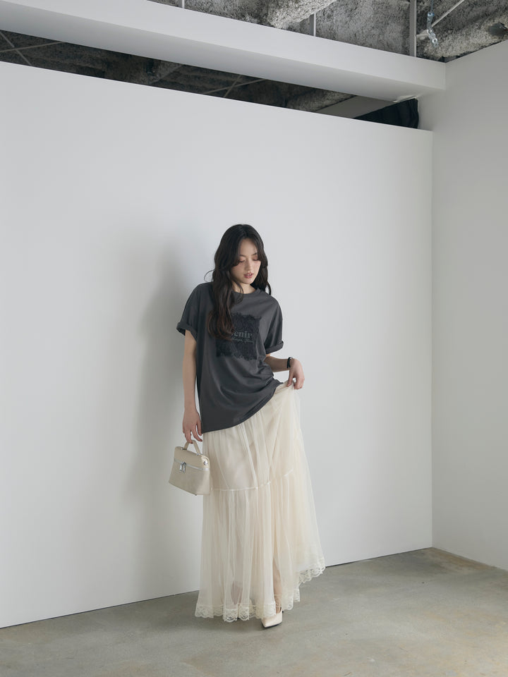 【cool touch】レースロゴ刺繍Tシャツ