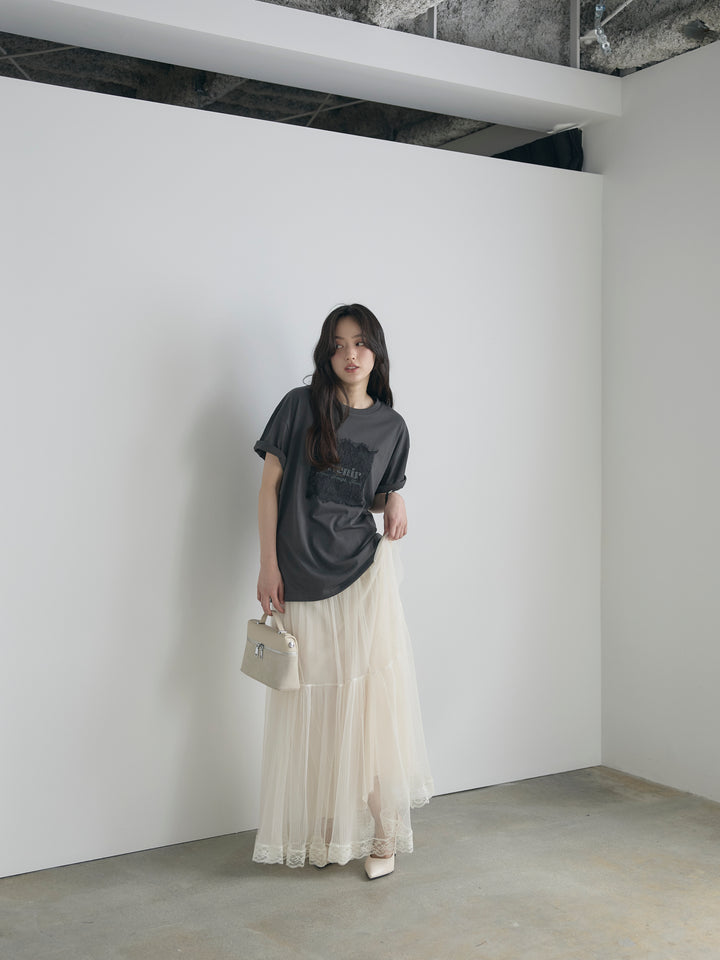 【cool touch】レースロゴ刺繍Tシャツ