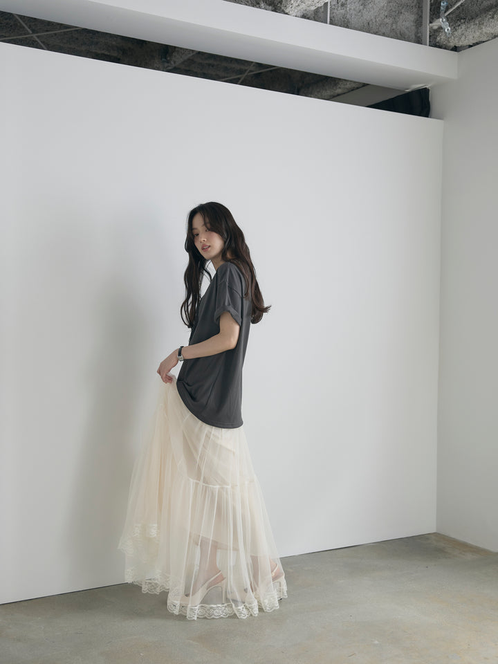 【cool touch】レースロゴ刺繍Tシャツ