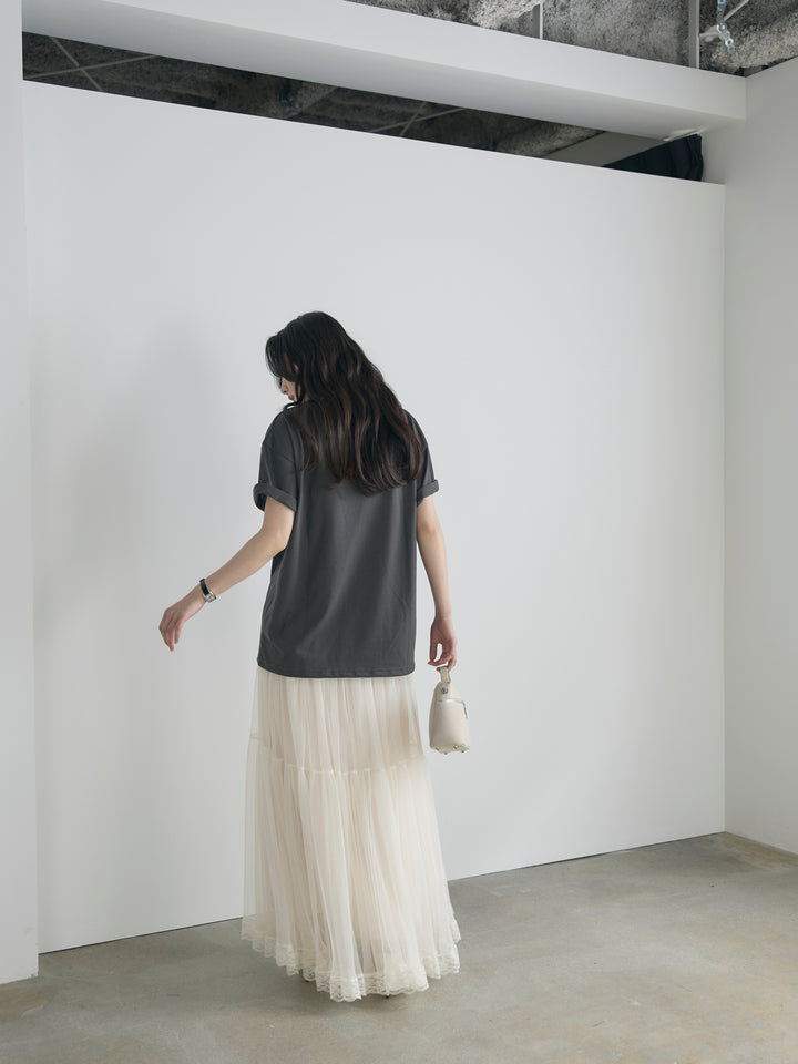 【cool touch】レースロゴ刺繍Tシャツ