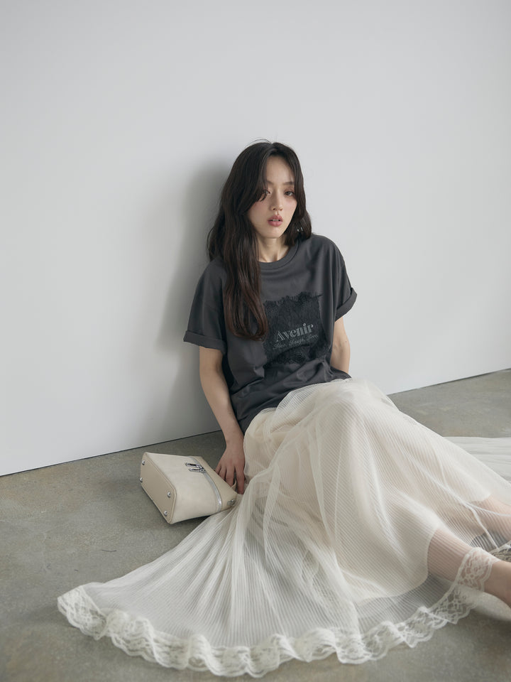 【cool touch】レースロゴ刺繍Tシャツ