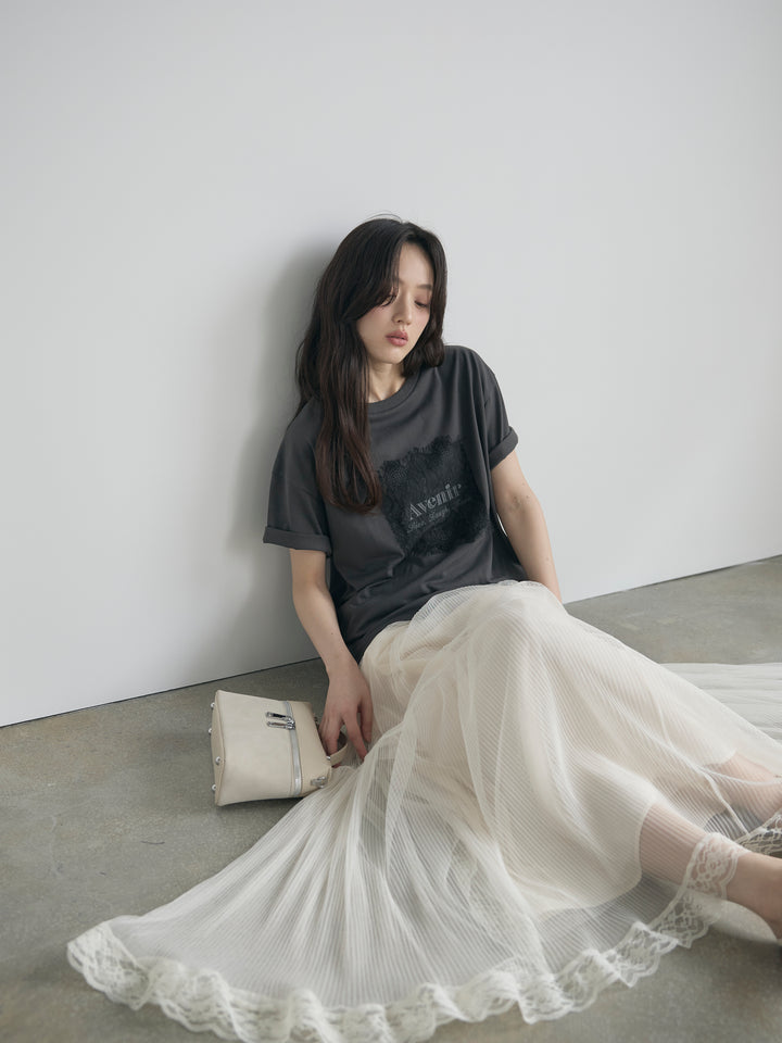 【cool touch】レースロゴ刺繍Tシャツ