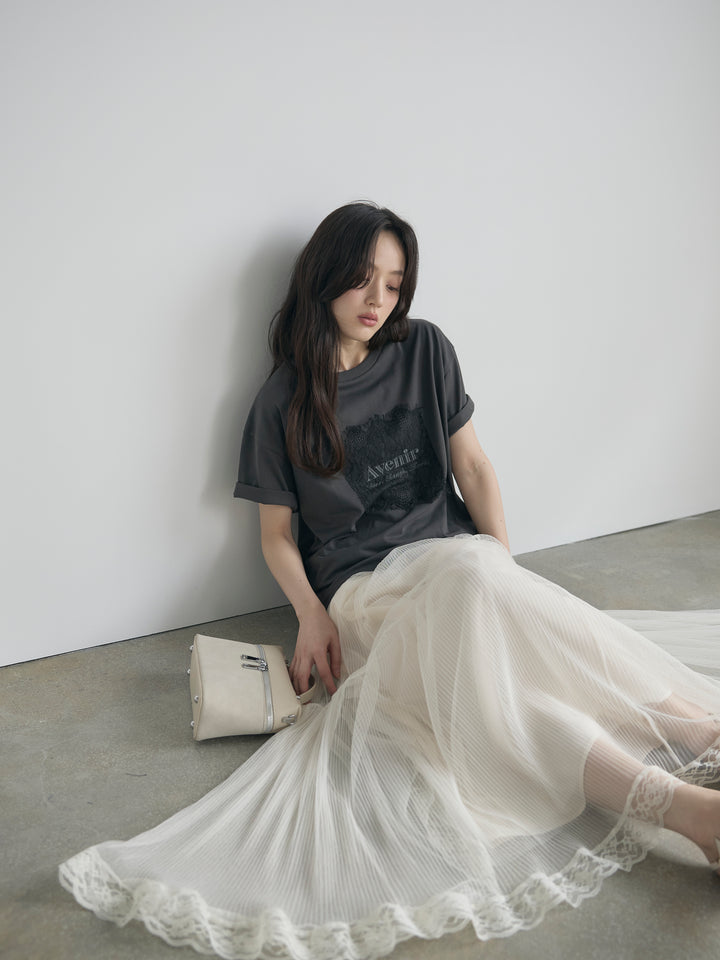 【cool touch】レースロゴ刺繍Tシャツ