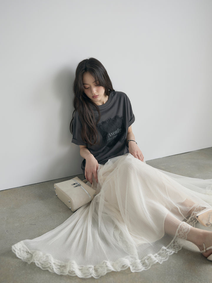 【cool touch】レースロゴ刺繍Tシャツ