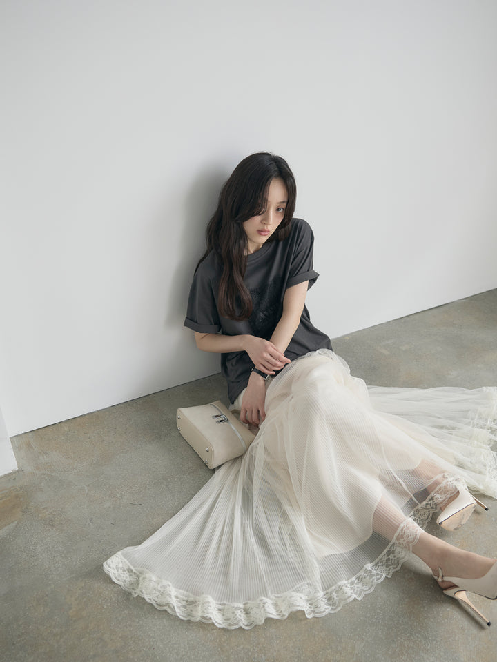 【cool touch】レースロゴ刺繍Tシャツ