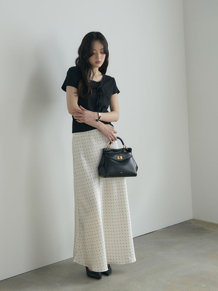 レーストリムフロントリボンカットソー