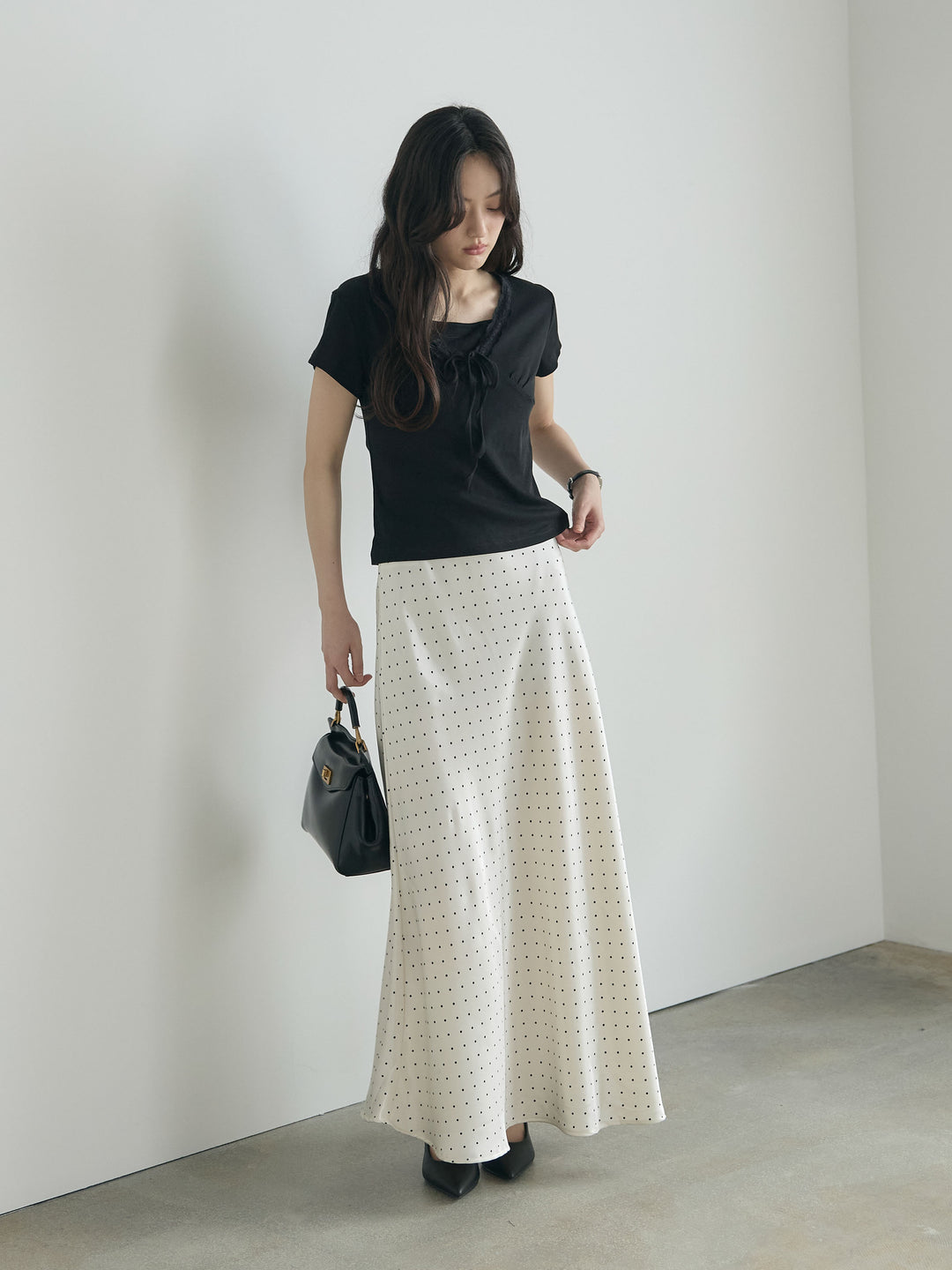 レーストリムフロントリボンカットソー