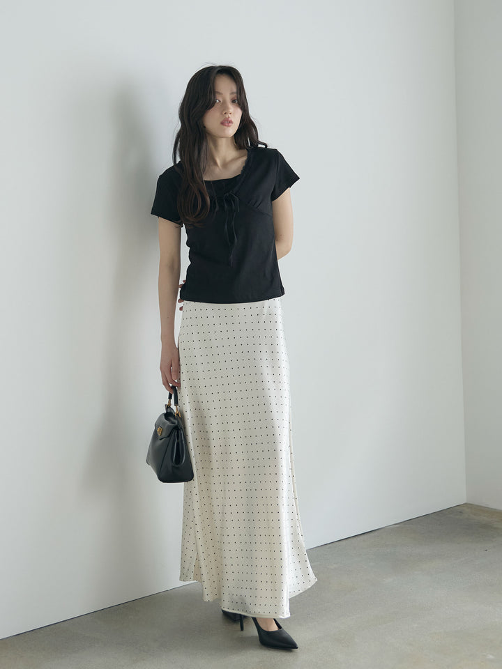 レーストリムフロントリボンカットソー