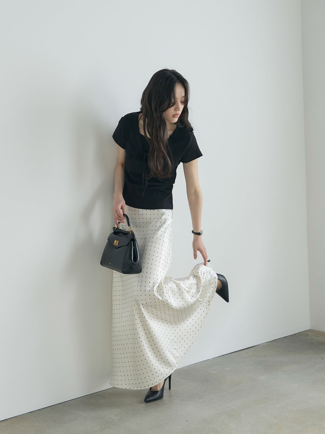 レーストリムフロントリボンカットソー