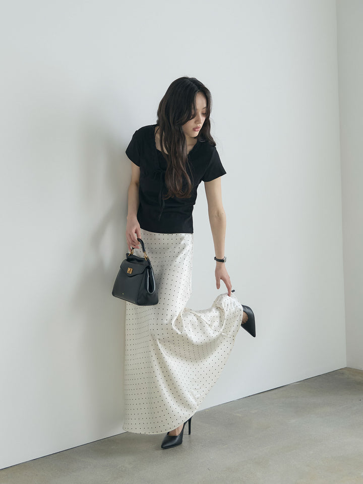 レーストリムフロントリボンカットソー