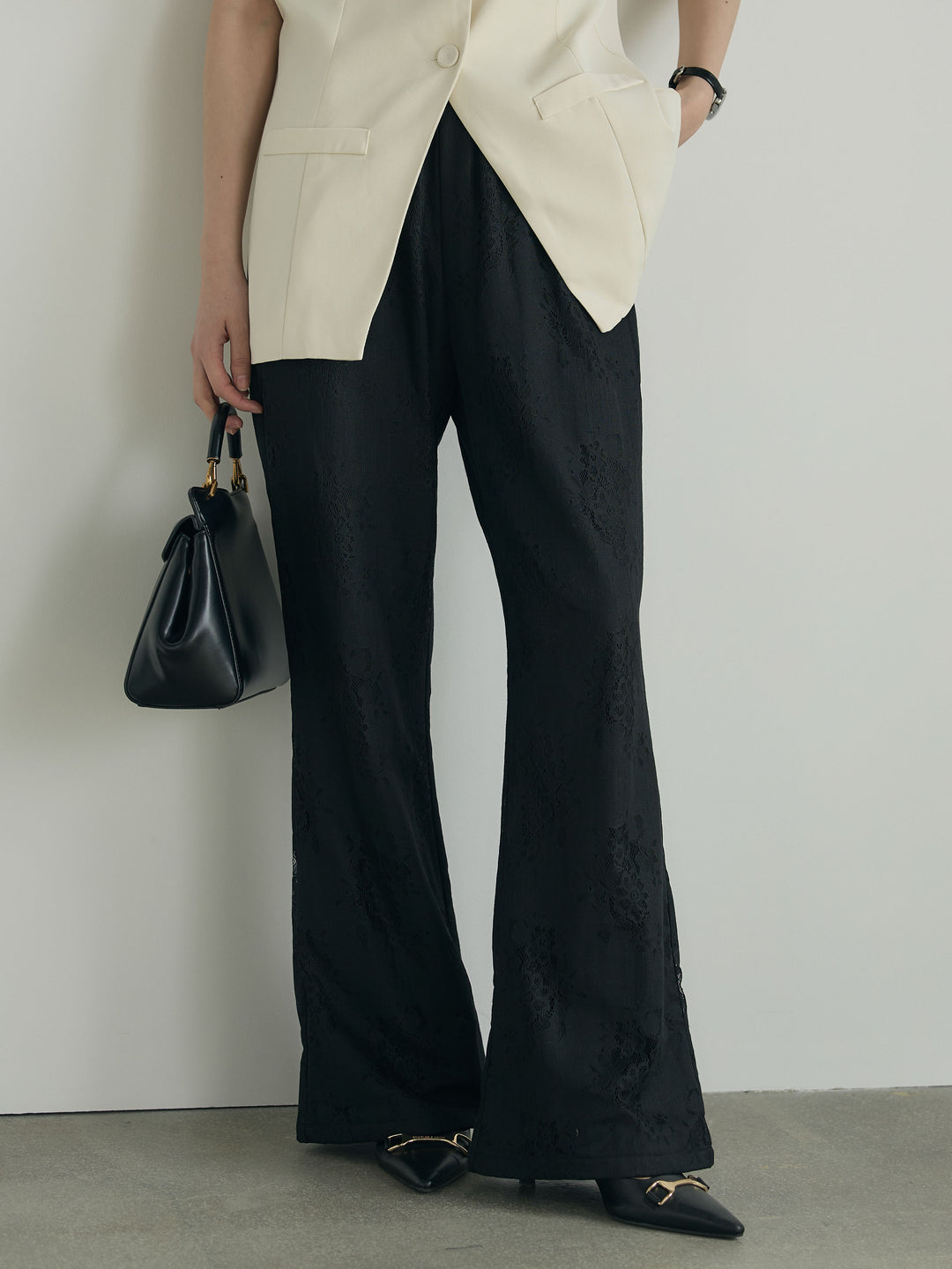 【Essential】Lace soft flare pants