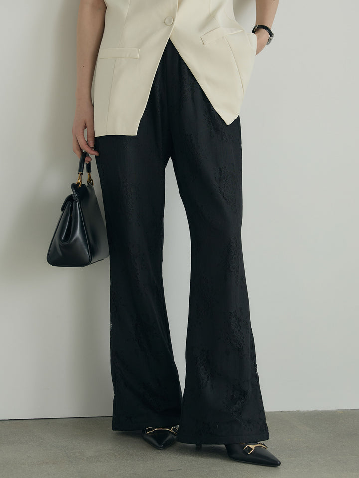 【Essential】Lace soft flare pants
