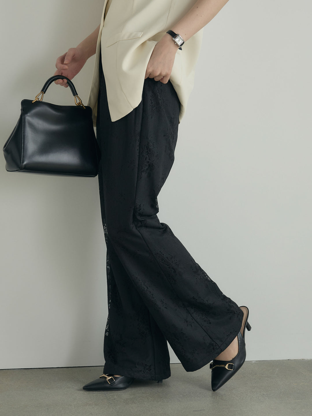 【Essential】Lace soft flare pants