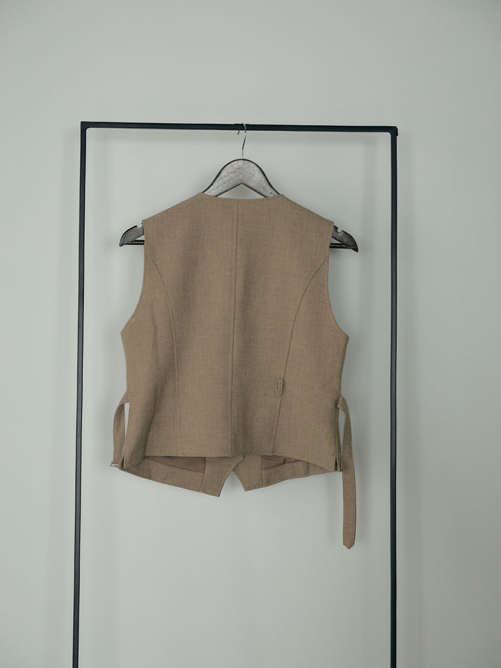 テーラードノースリーブベスト&ワッシャープリーツスカートSET UP