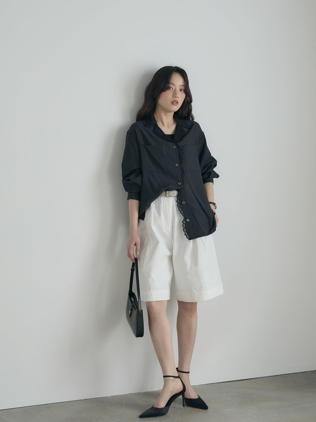 ベルトループコットンハーフパンツ(ベルト付き)