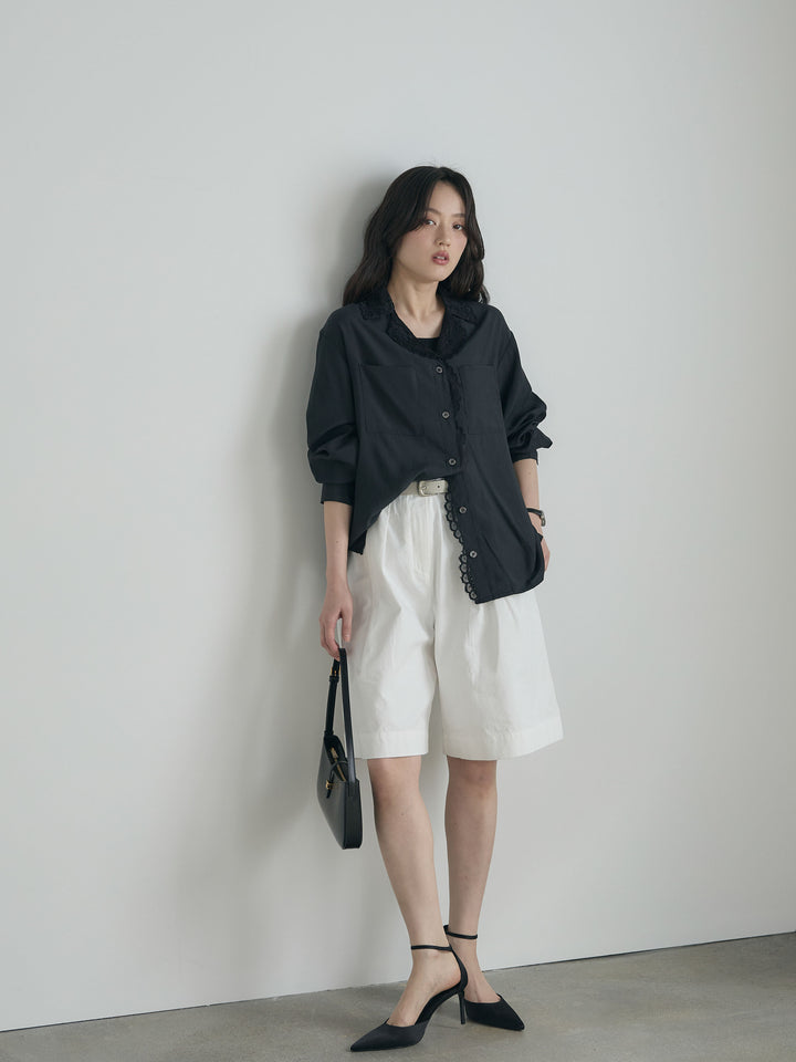 ベルトループコットンハーフパンツ(ベルト付き)