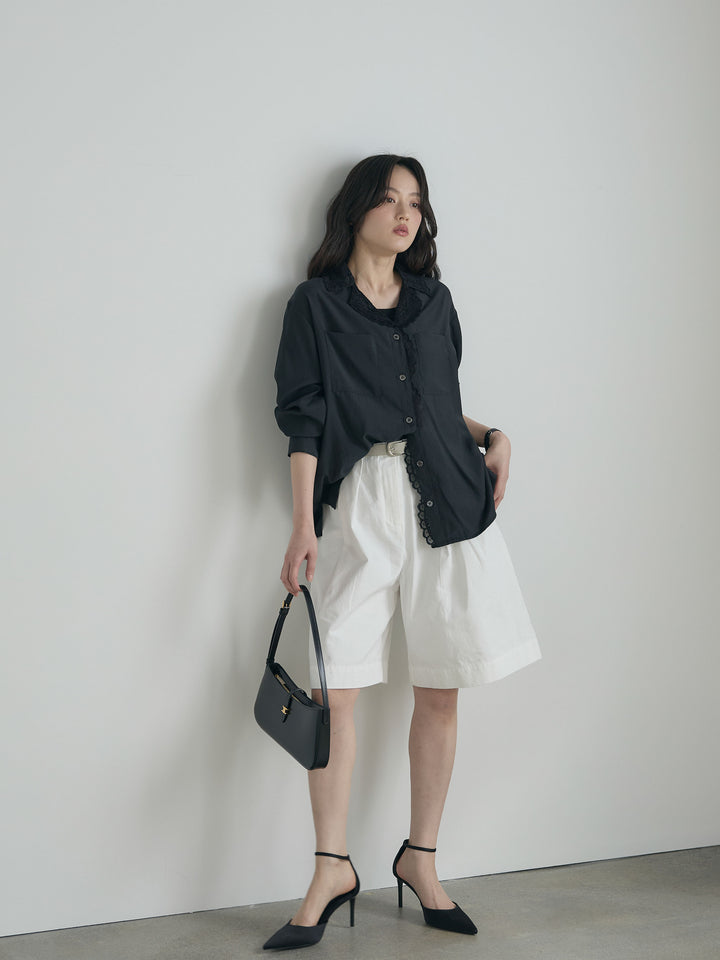 ベルトループコットンハーフパンツ(ベルト付き)