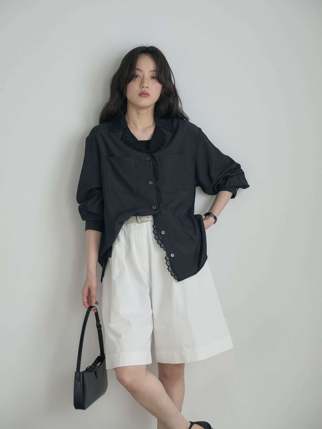 ベルトループコットンハーフパンツ(ベルト付き)