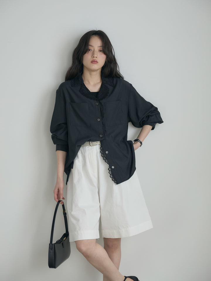 ベルトループコットンハーフパンツ(ベルト付き)