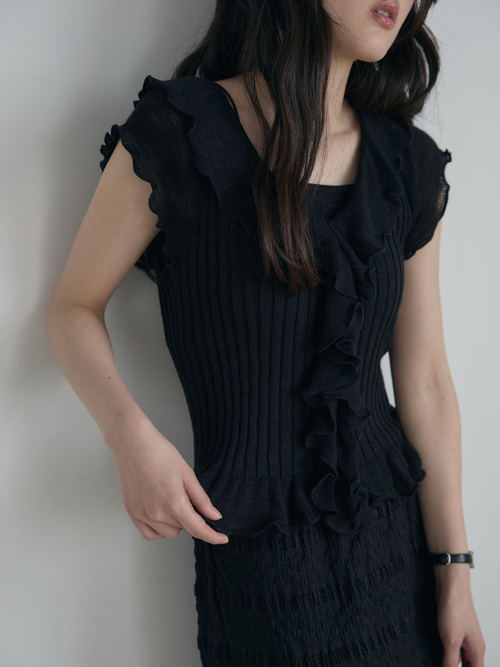 フレンチスリーブラッフルトップス