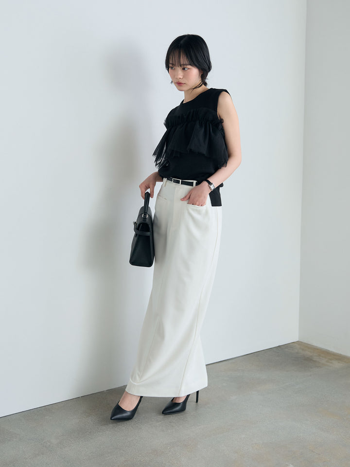【SET】チュールドッキングニットトップス+【Essential】Authentic pencil skrt(2set)