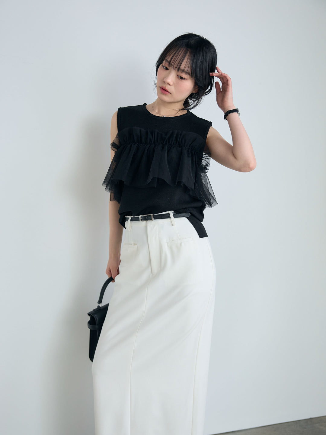 【SET】チュールドッキングニットトップス+【Essential】Authentic pencil skrt(2set)