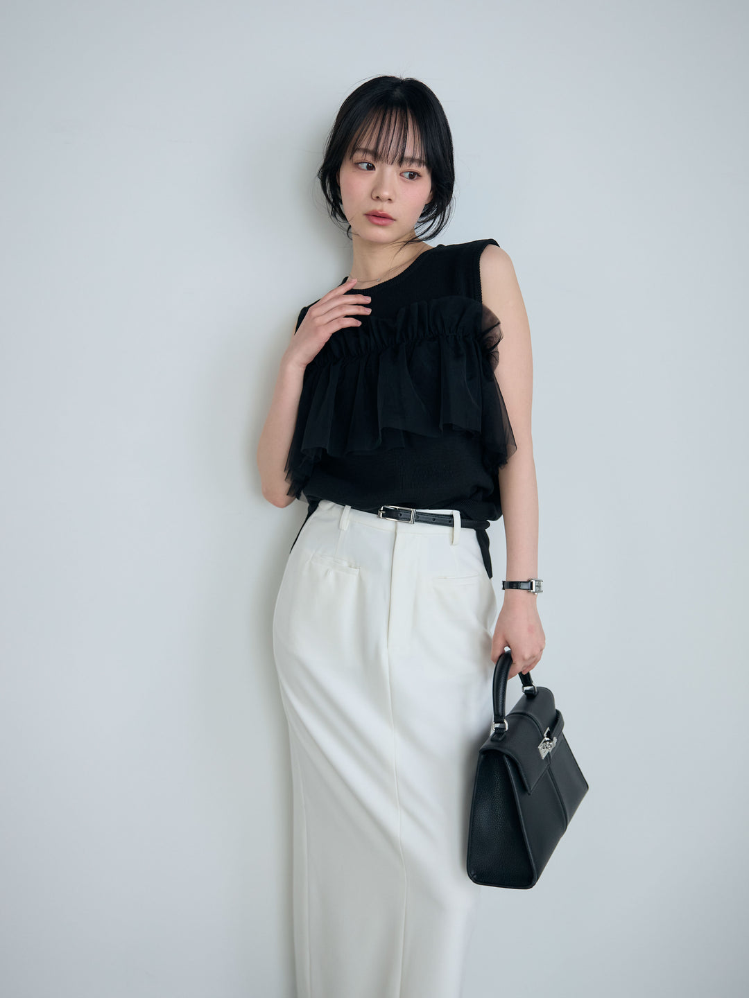 【SET】チュールドッキングニットトップス+【Essential】Authentic pencil skrt(2set)