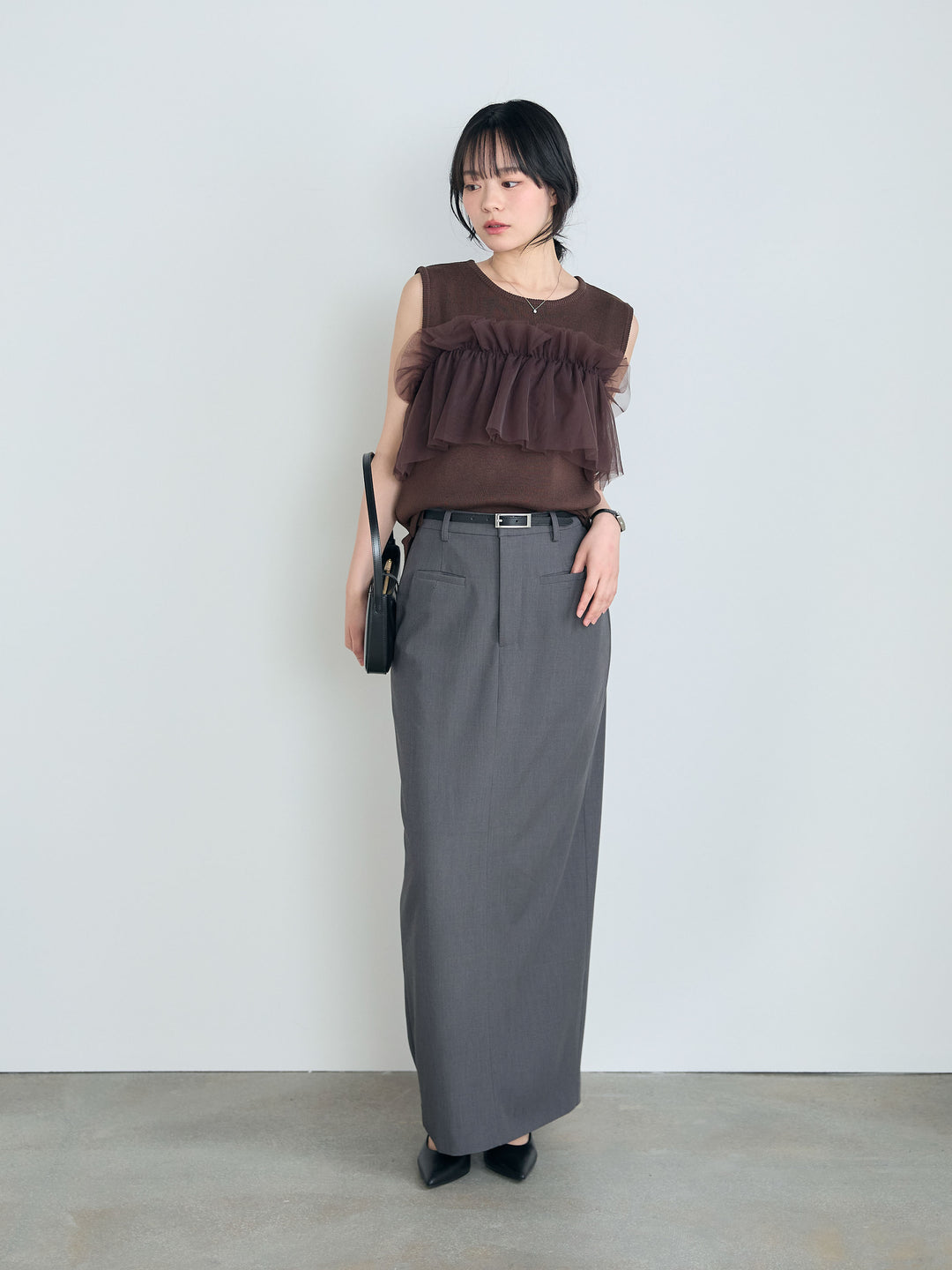 チュールドッキングニットトップス
