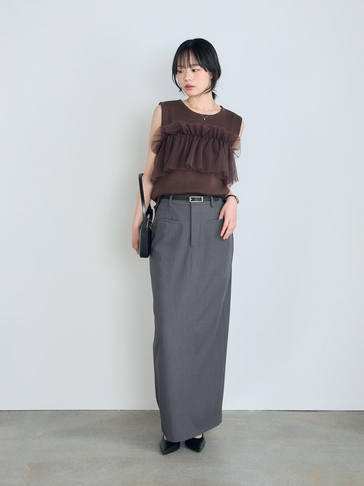 【SET】チュールドッキングニットトップス+【Essential】Authentic pencil skrt(2set)