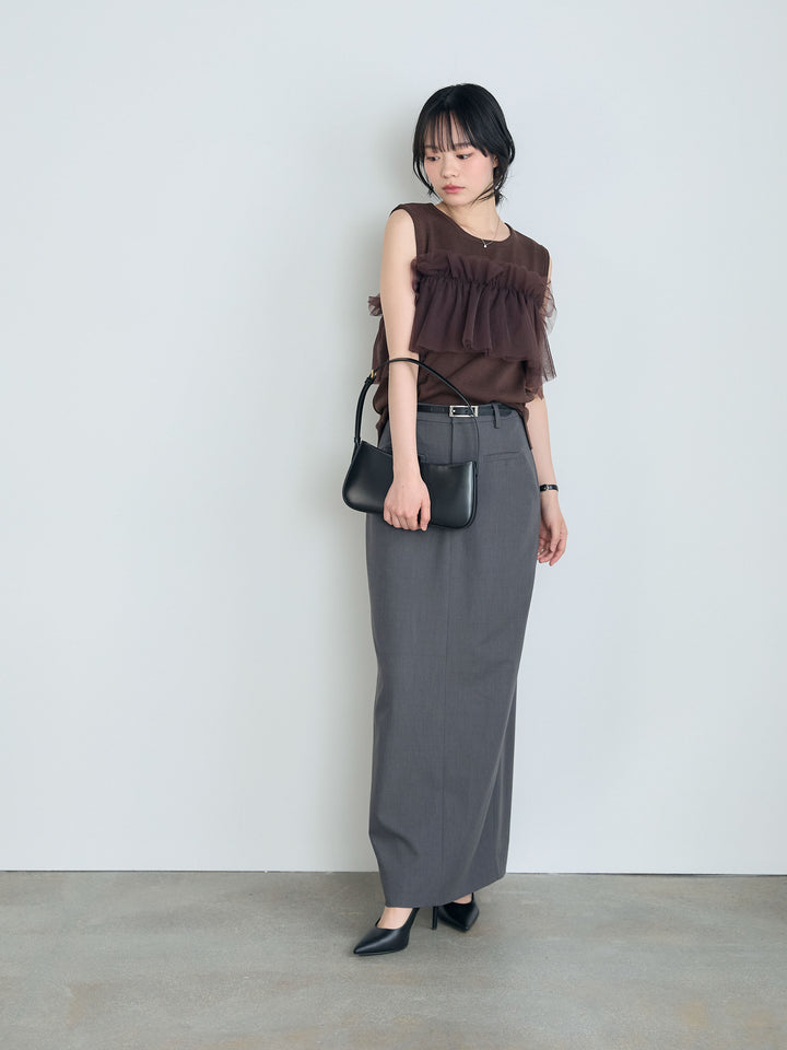 チュールドッキングニットトップス