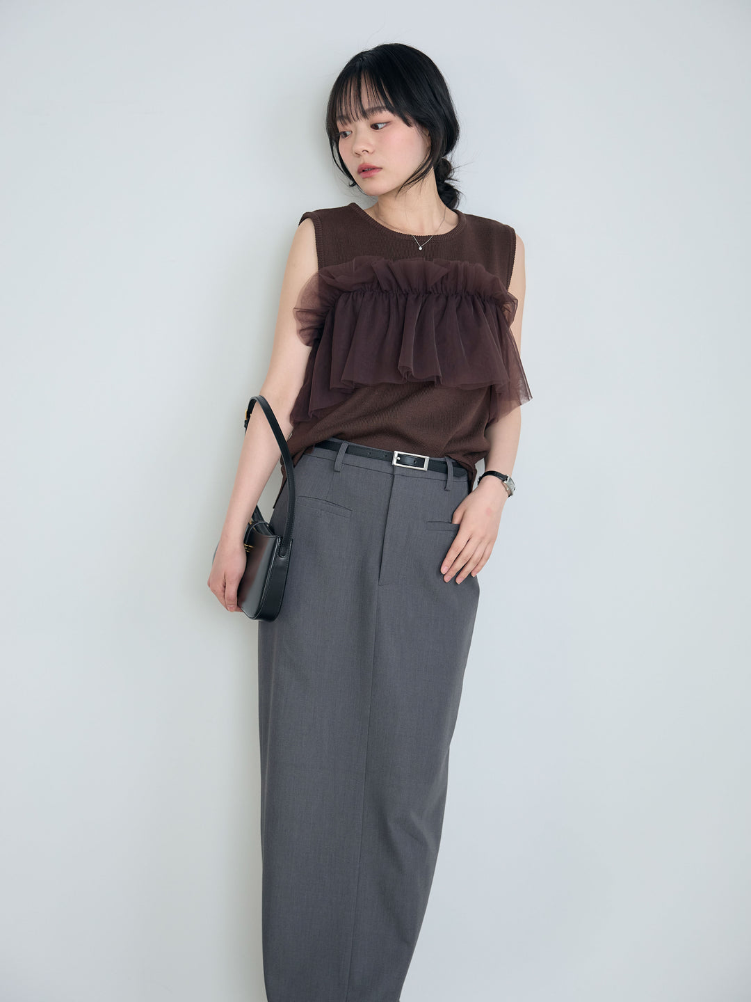 【SET】チュールドッキングニットトップス+【Essential】Authentic pencil skrt(2set)