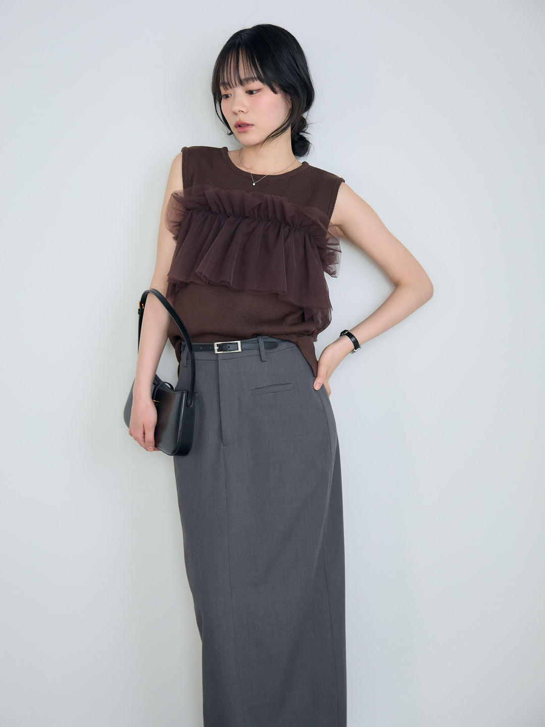 【SET】チュールドッキングニットトップス+【Essential】Authentic pencil skrt(2set)