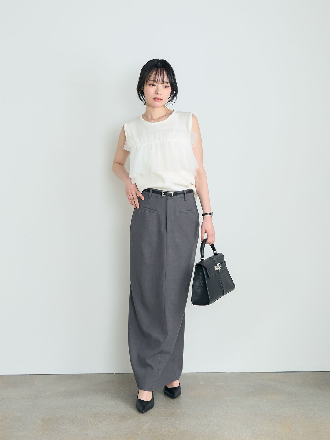 【SET】チュールドッキングニットトップス+【Essential】Authentic pencil skrt(2set)