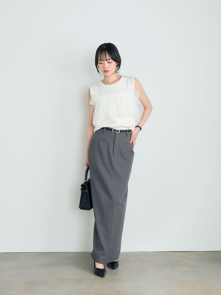 【SET】チュールドッキングニットトップス+【Essential】Authentic pencil skrt(2set)