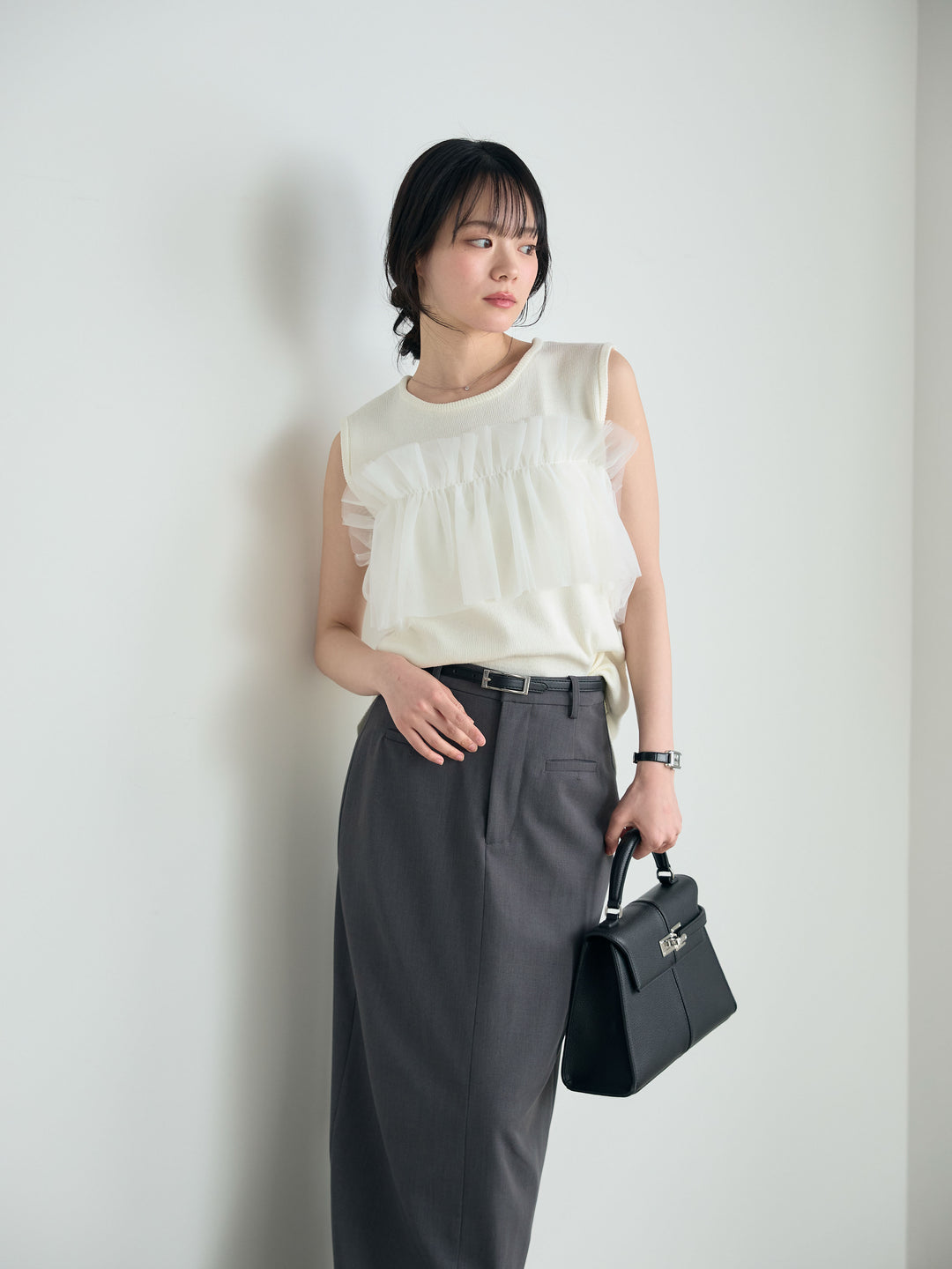 【SET】チュールドッキングニットトップス+【Essential】Authentic pencil skrt(2set)