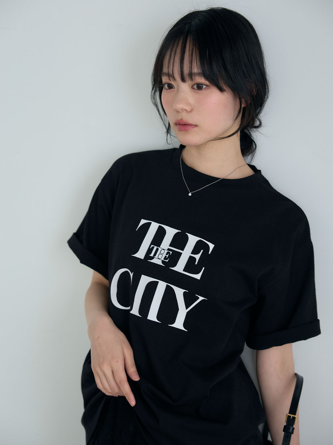【SET】【cool touch】ロゴプリントコットンTシャツ+フラワージャガードソフトAラインスカート(2set)