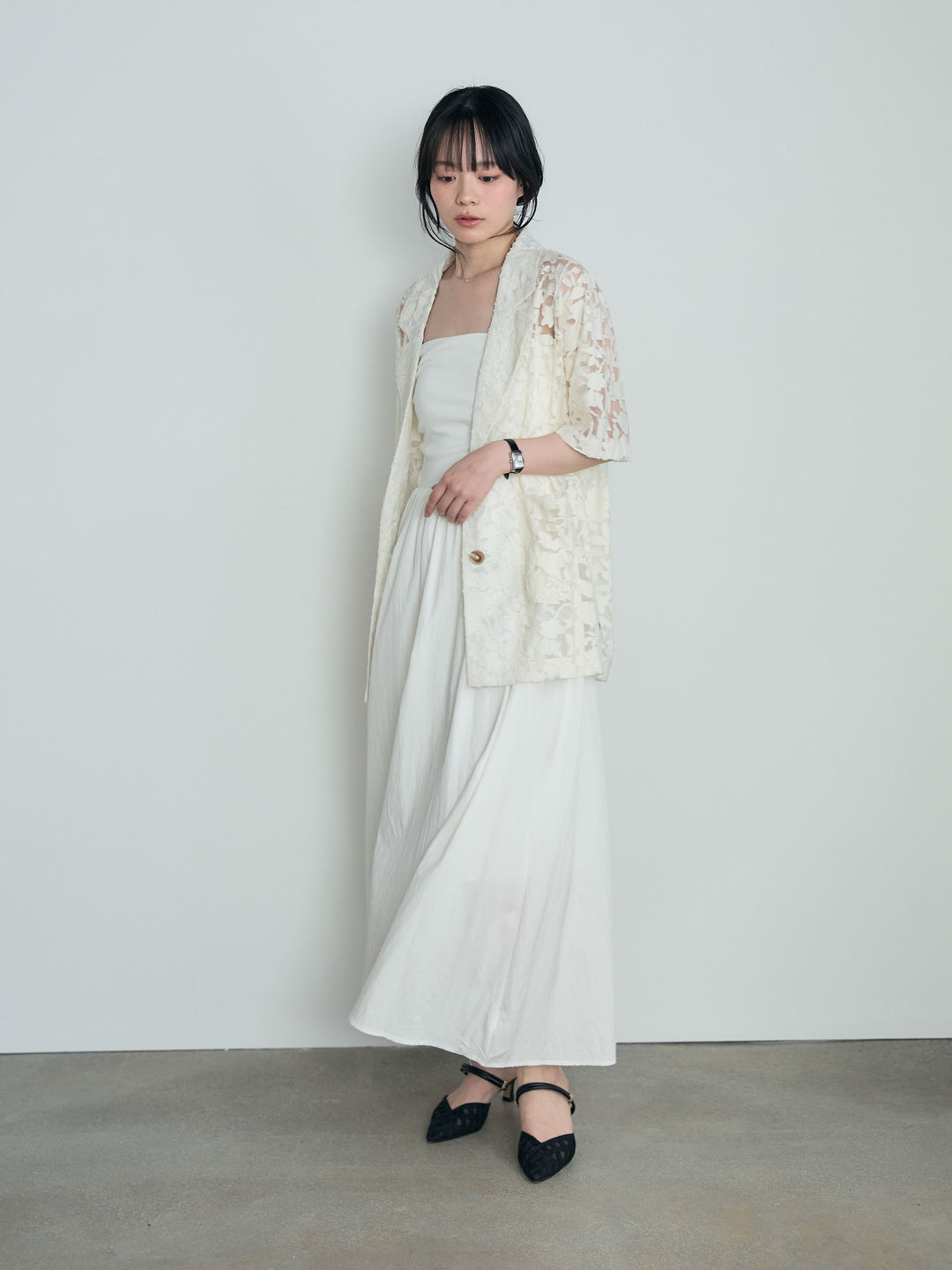 シアージャガードハーフスリーブテーラードジャケット