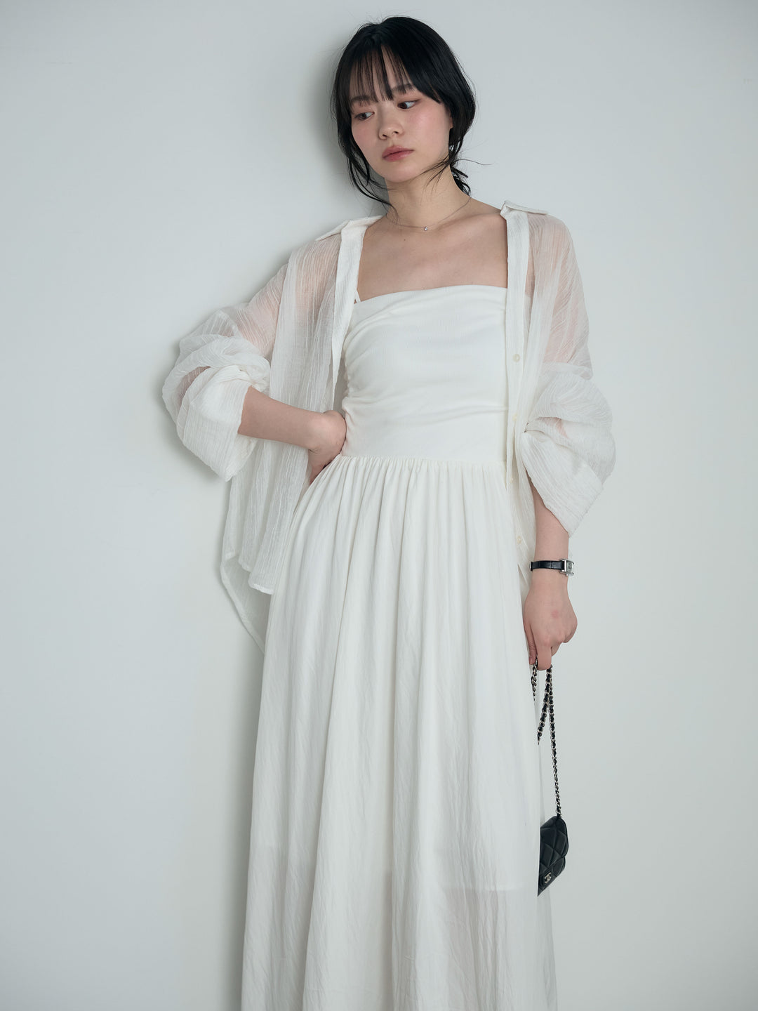 スキッパーシワ加工シアーシャツ