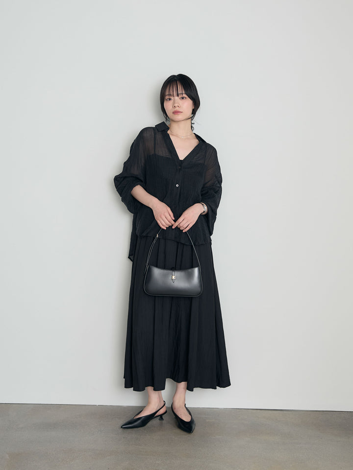 スキッパーシワ加工シアーシャツ