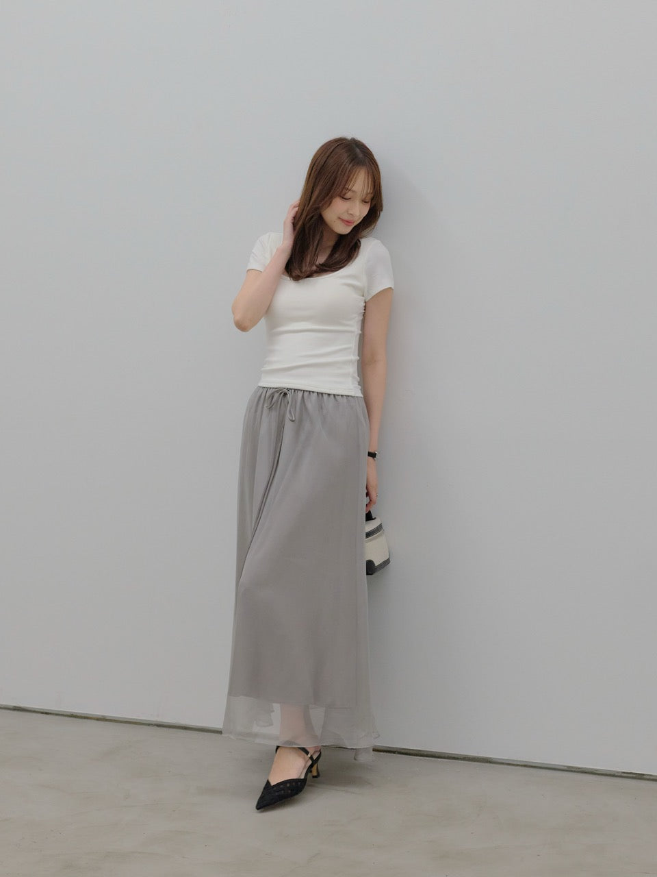 【SET】カップ付きスクエアネックTシャツ+カップ付きスクエアネックTシャツ(2set)