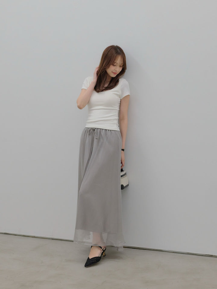 【SET】カップ付きスクエアネックTシャツ+カップ付きスクエアネックTシャツ(2set)