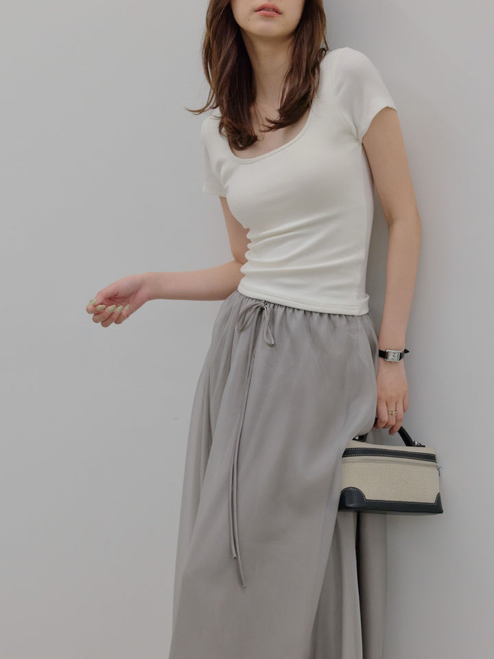 【SET】カップ付きスクエアネックTシャツ+カップ付きスクエアネックTシャツ(2set)