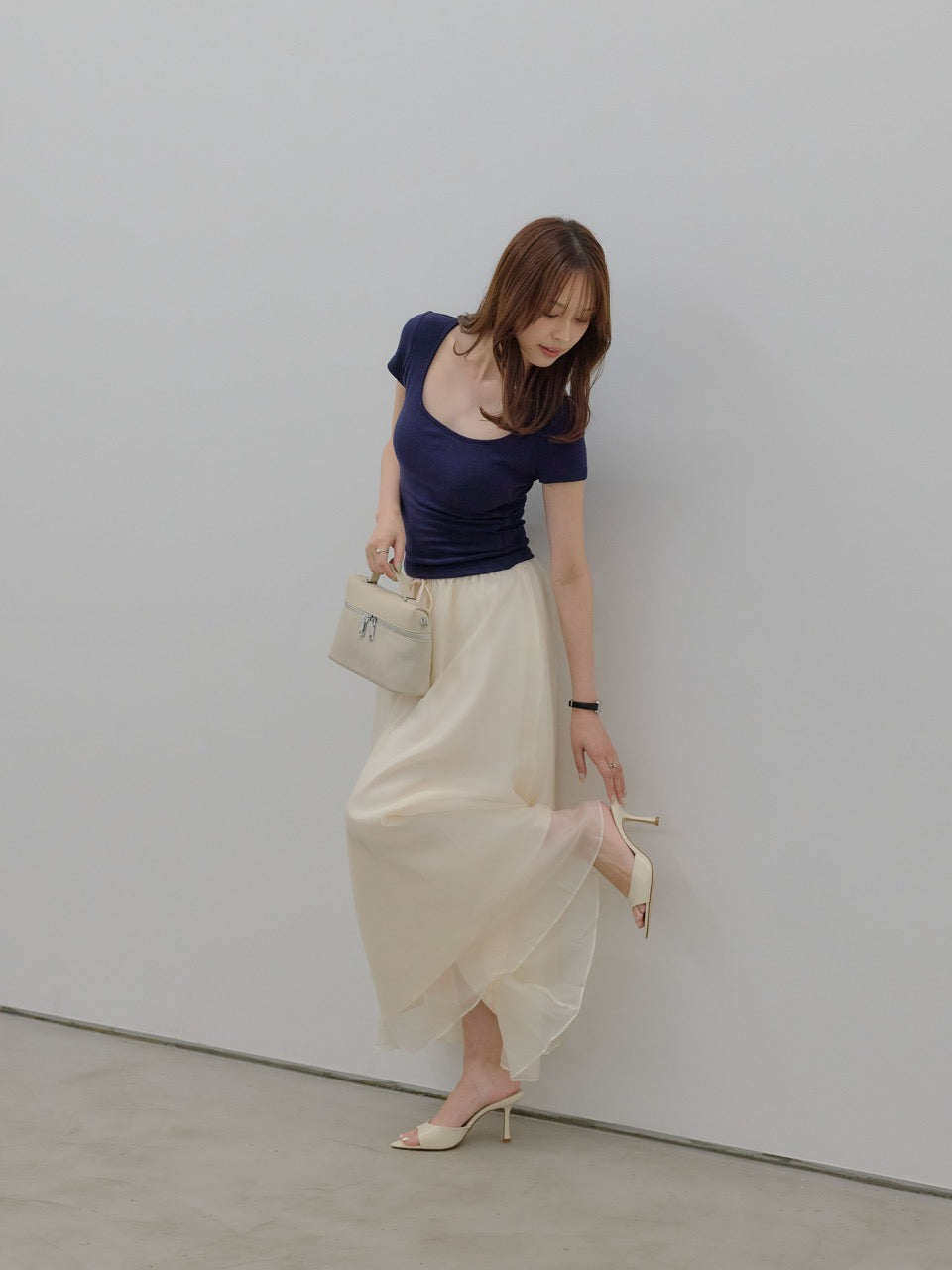 【SET】カップ付きスクエアネックTシャツ+カップ付きスクエアネックTシャツ(2set)